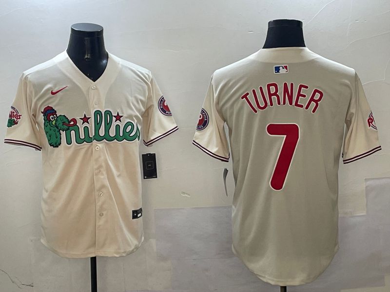 Men Philadelphia Phillies #7 Turner Cream Three generations Joint Name Game 2025 Nike MLB Jersey style 1